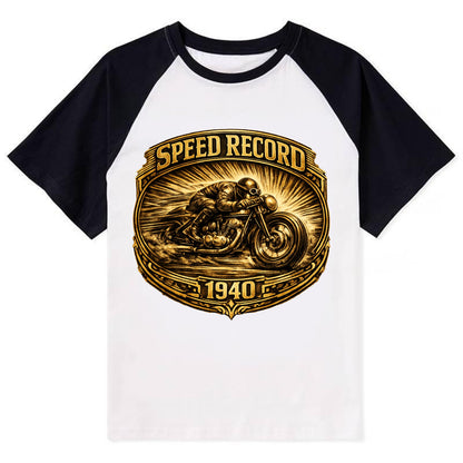 Speed Record Racer - Contrast Raglan T-shirt - Black