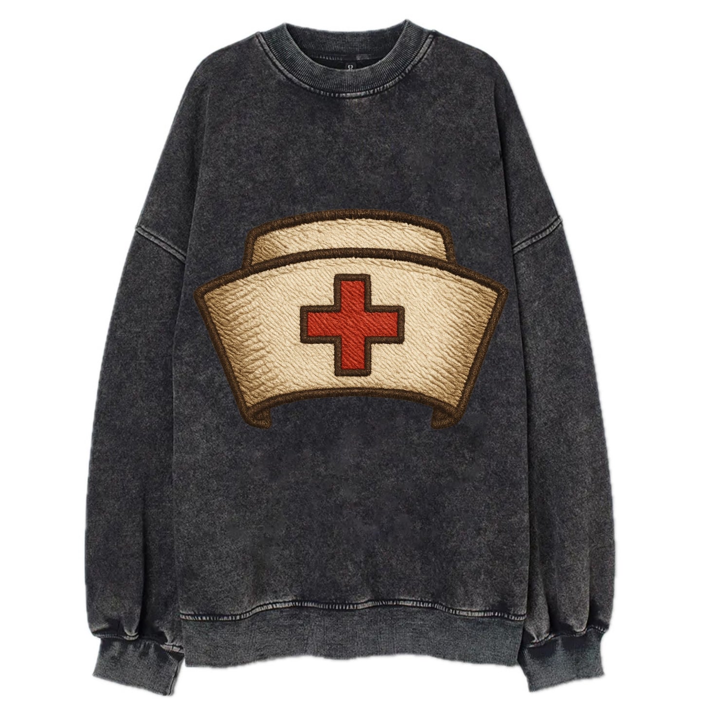 Nurse Cap  - Vintage Sweatshirt - Black