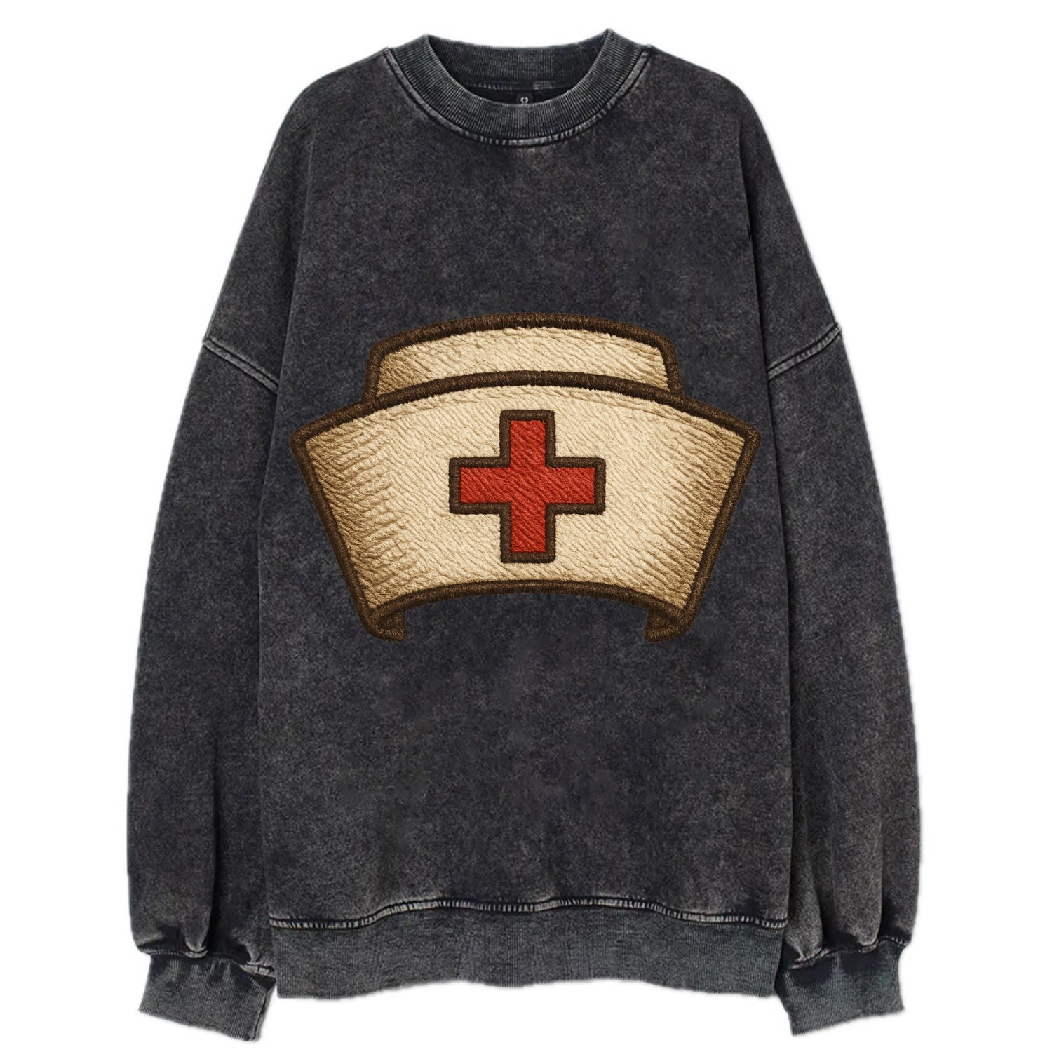 Nurse Cap  - Vintage Sweatshirt - Black