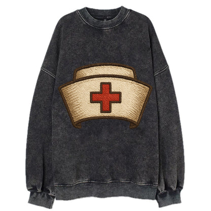 Nurse Cap  - Vintage Sweatshirt - Black