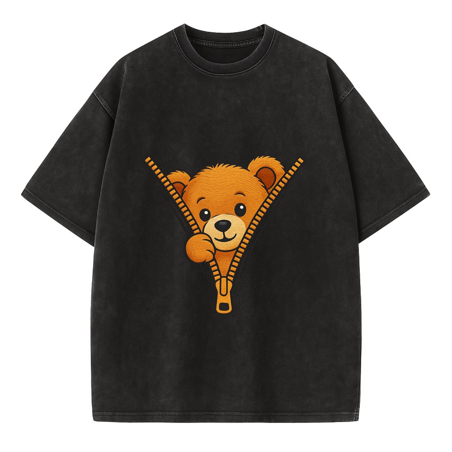 zipper bear - Vintage T-shirt - Black