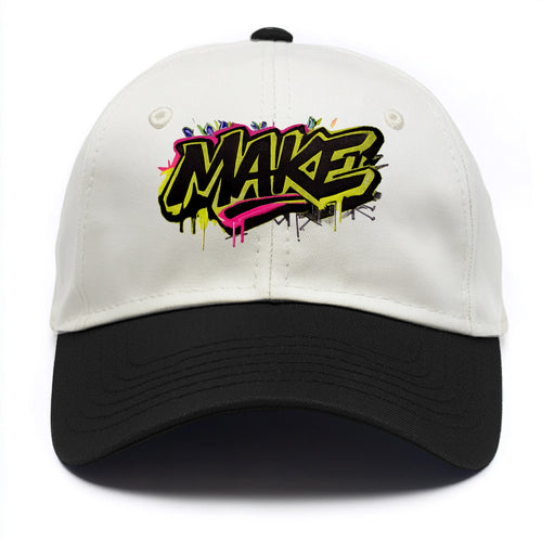 Bold typography design - MAKE - creating, producing, doing - Two Tone Cap