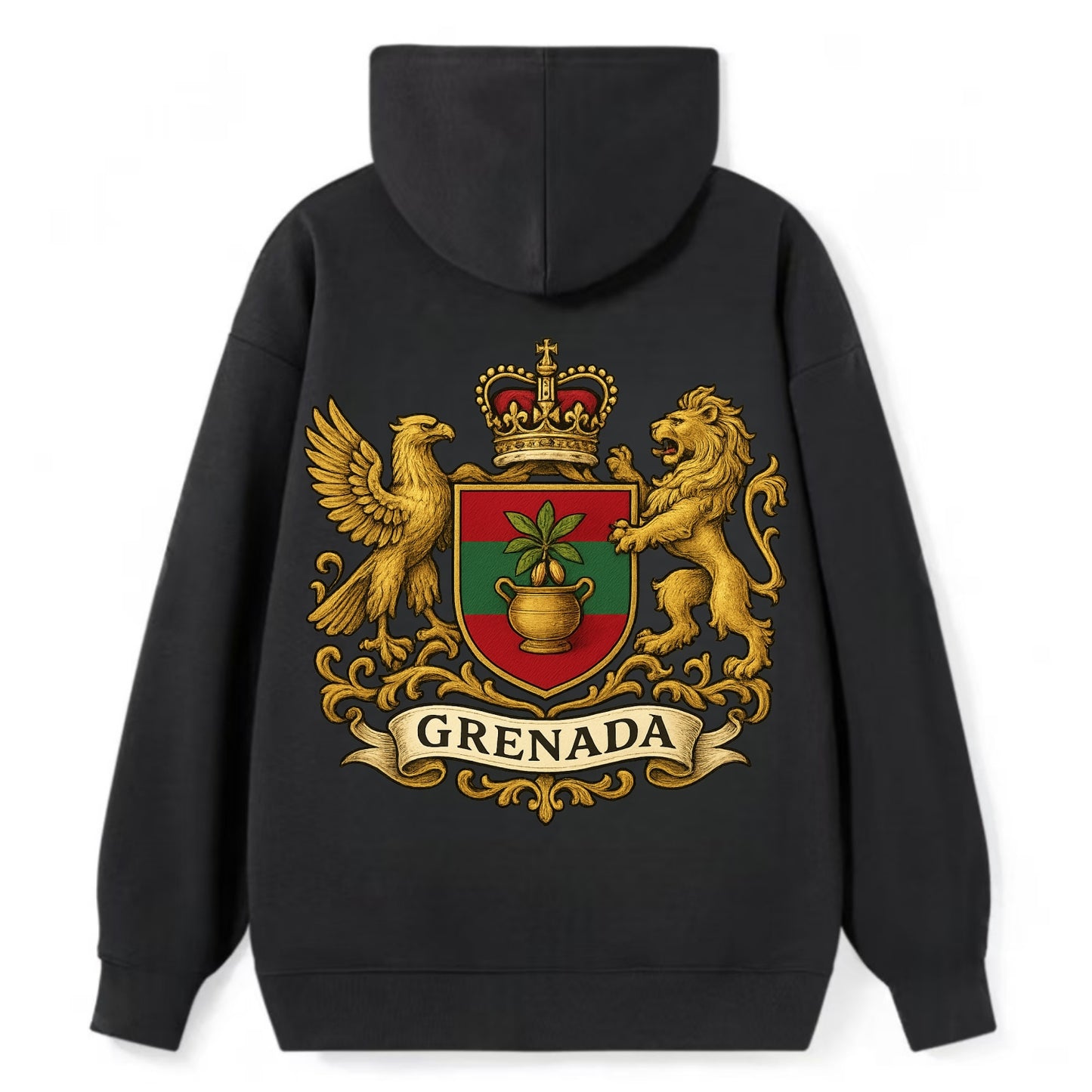 Grenada Heritage Badge  - Classic Pullover Hoodie - Black