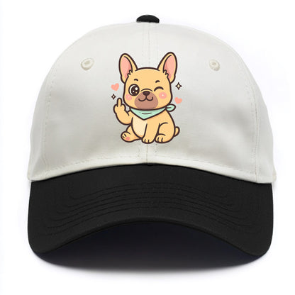 French Bulldog sitting with bat ears up, strong paw with sass - Two Tone Cap - Black
