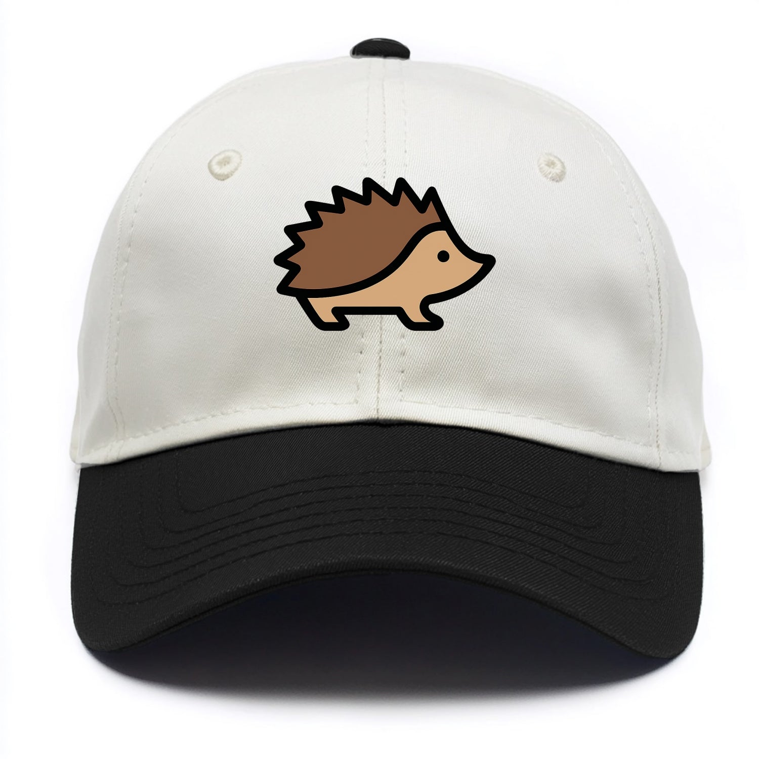 Hedgehog - Brown spiky back flat side profile - Two Tone Cap - Black