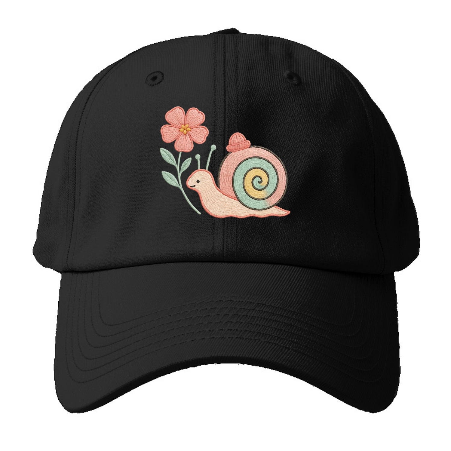Coral Snail - Baseball Cap - Black