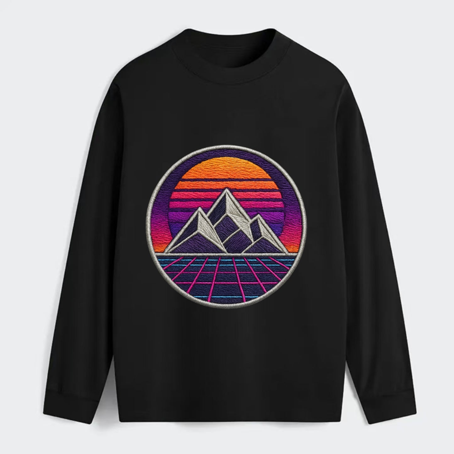 Retrowave Mountains - Classic Long Sleeve Shirt - Black