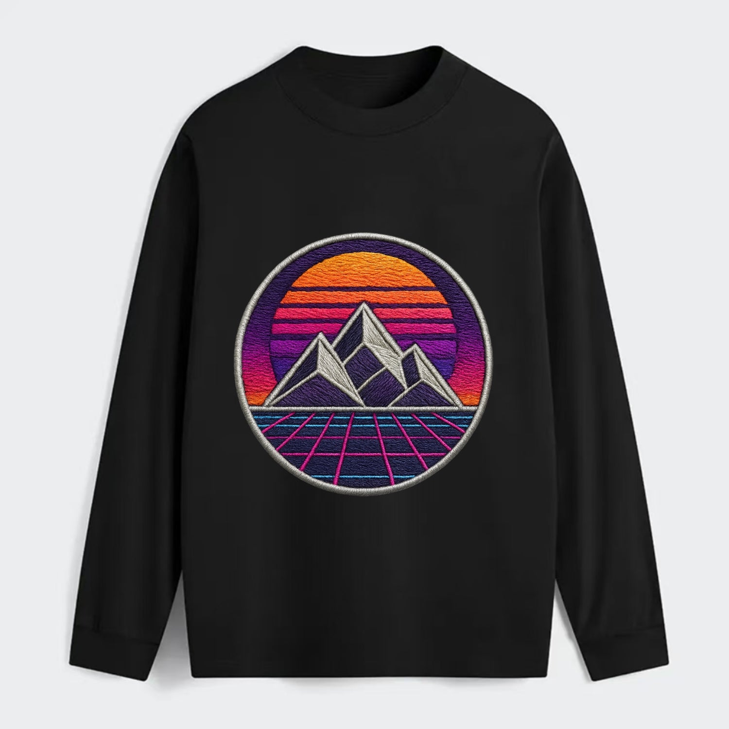 Retrowave Mountains - Classic Long Sleeve Shirt - Black