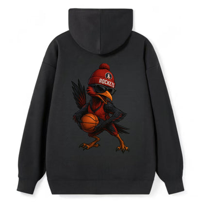 Houston Roadrunner wearing Rockets beanie with launch pad patch and - Classic Pullover Hoodie - Black