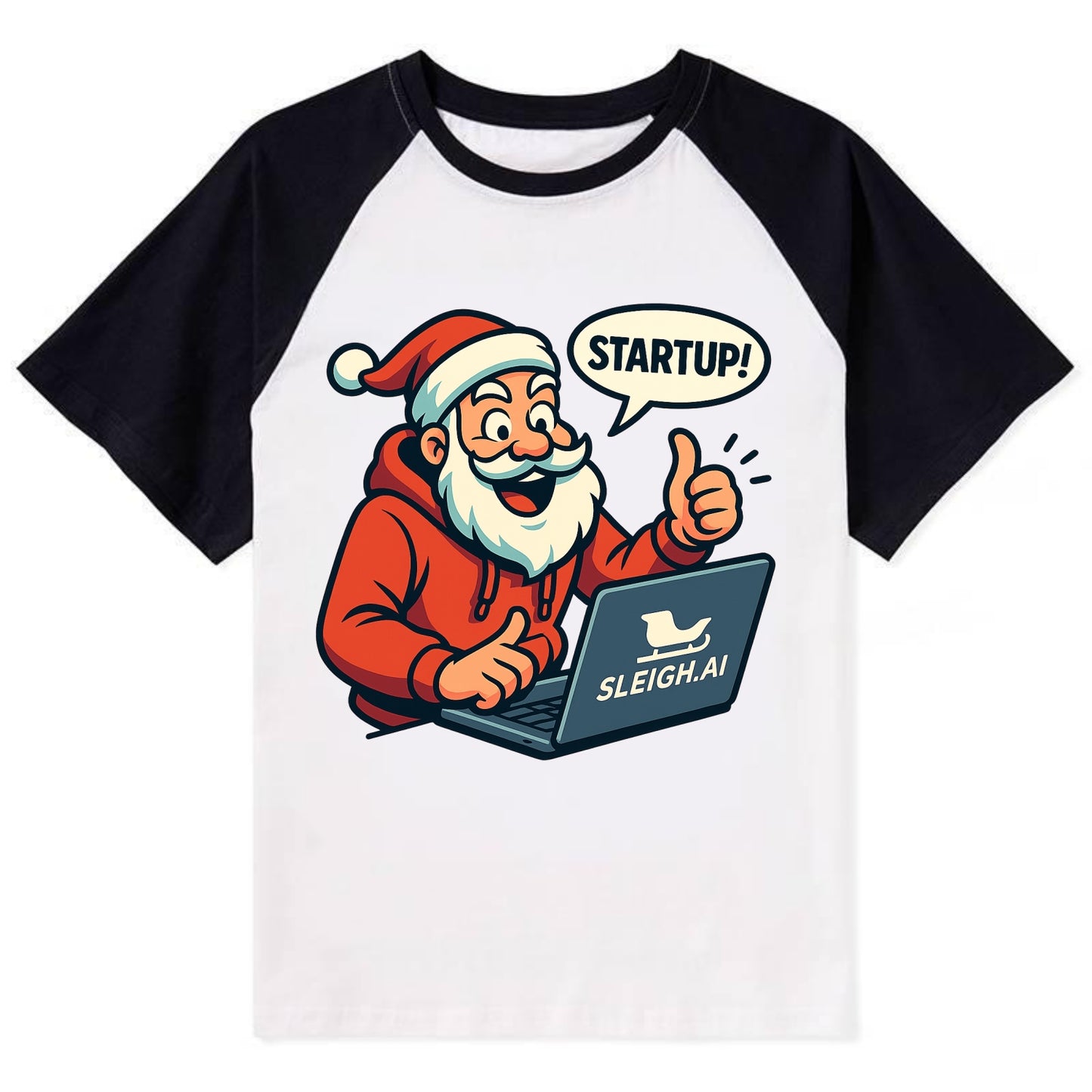 Santa Tech Startup CEO - Contrast Raglan T-shirt - Black