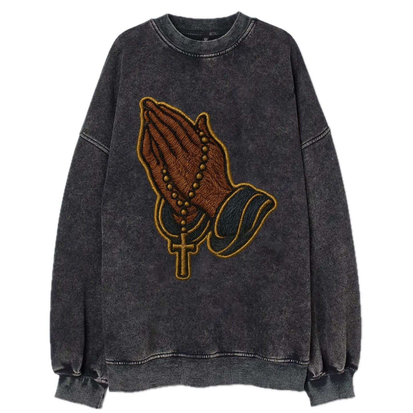 Praying Hands  - Vintage Sweatshirt - Black