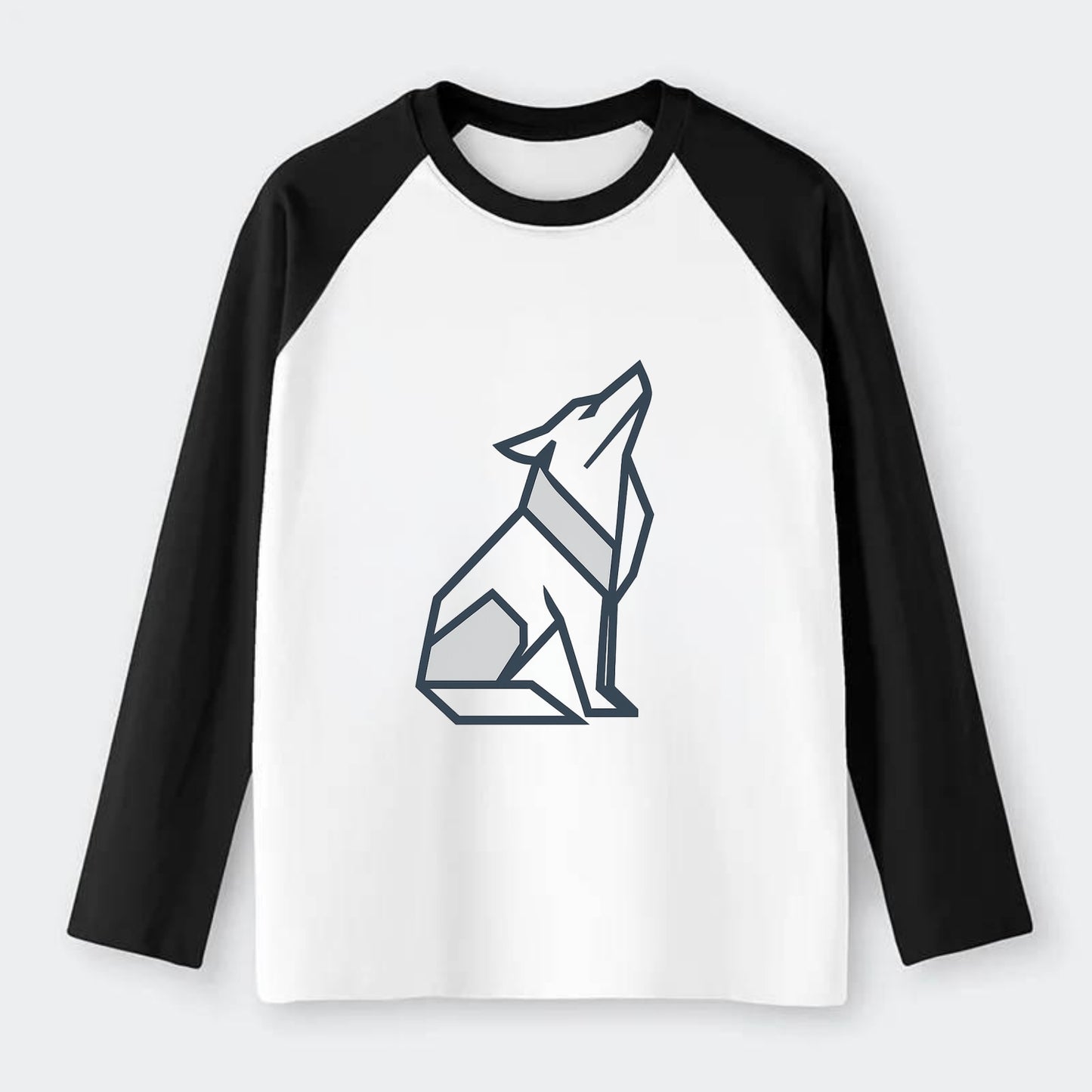 Titanium Wolf Strong  - Raglan Long Sleeve T-Shirt - Black