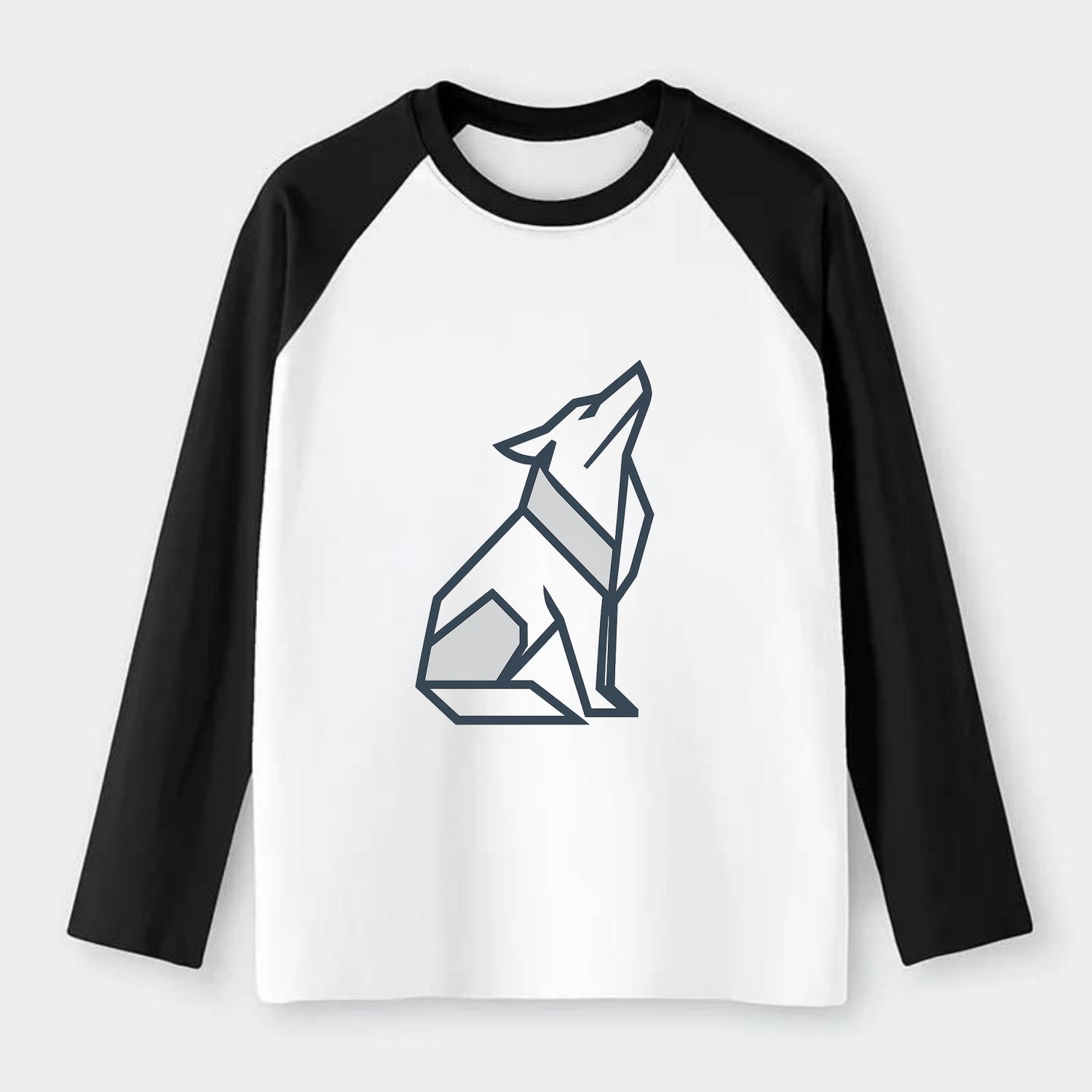 Titanium Wolf Strong  - Raglan Long Sleeve T-Shirt - Black