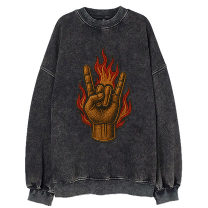 Devil Horns  - Vintage Sweatshirt - Black