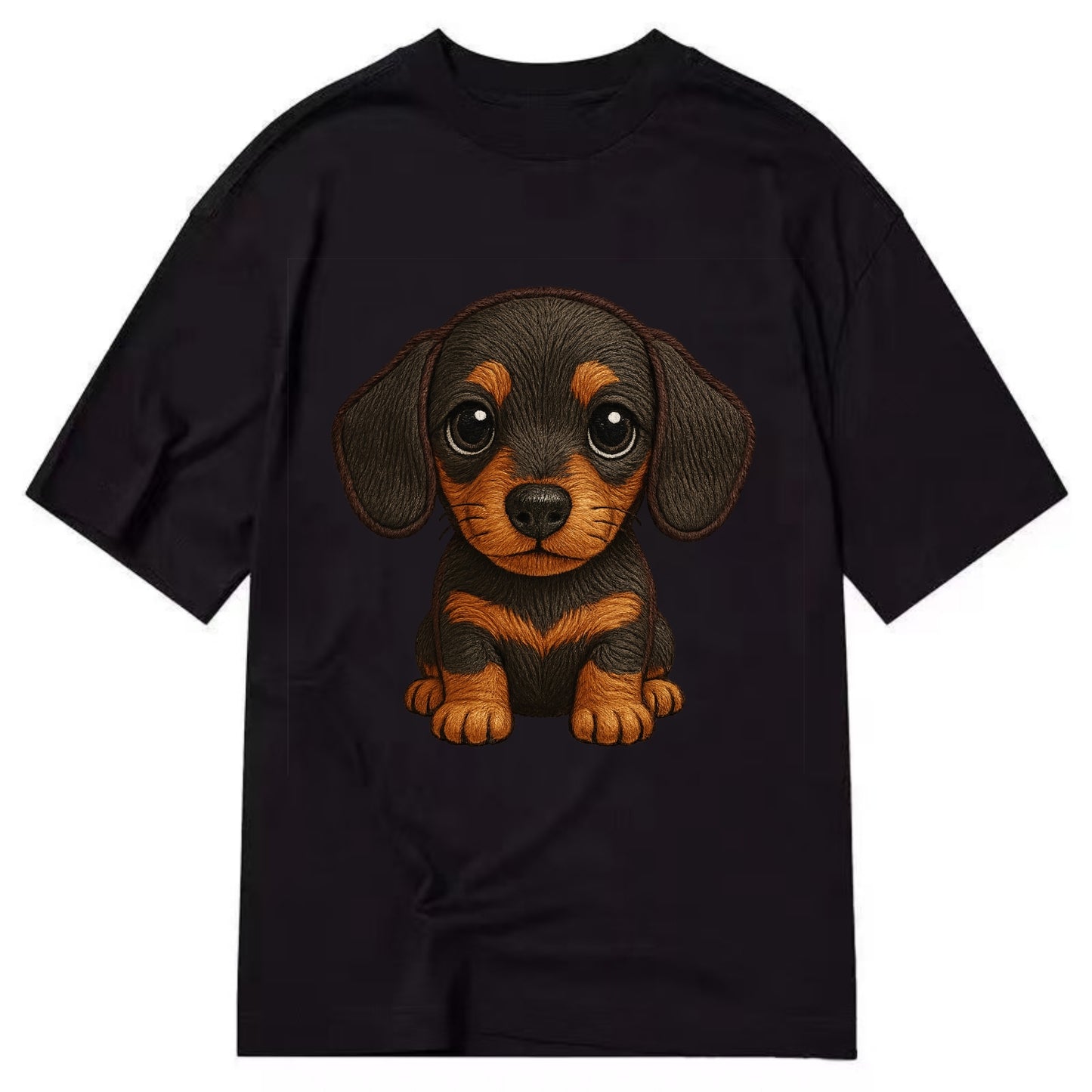 Baby Dachshund Puppy - long body, short legs, floppy ears, curious eyes, - Classic T-shirt - Black