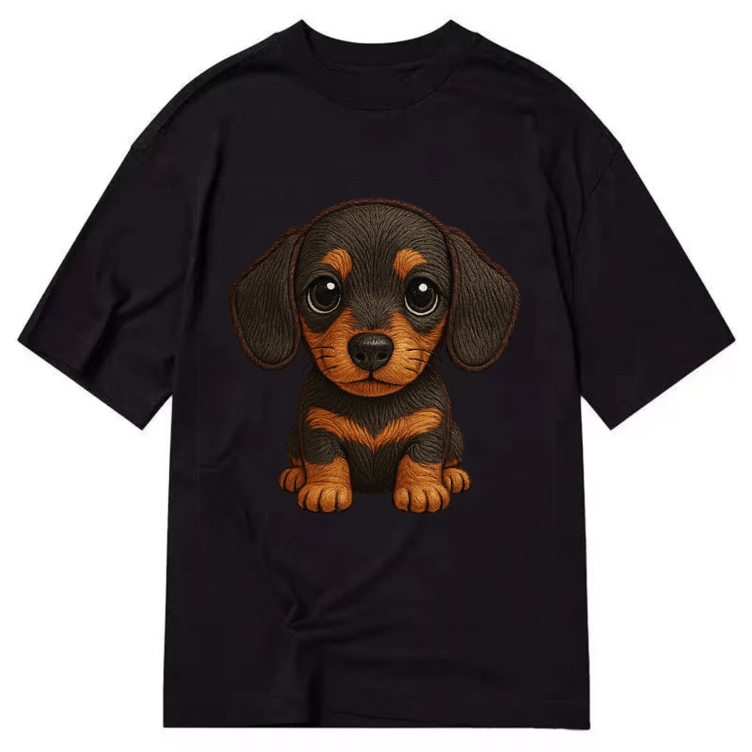 Baby Dachshund Puppy - long body, short legs, floppy ears, curious eyes, - Classic T-shirt - Black