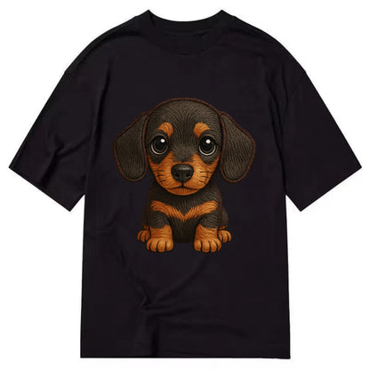 Baby Dachshund Puppy - long body, short legs, floppy ears, curious eyes, - Classic T-shirt - Black