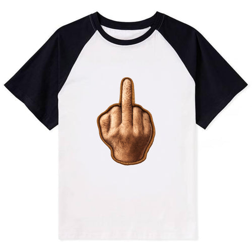 MIDDLE FINGER - hand gesture in skin tone , attitude - Contrast Raglan T-shirt