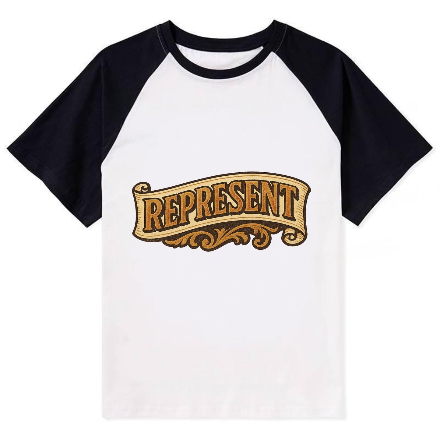 Bold typography design - "REPRESENT" - showing where you from - Contrast Raglan T-shirt - Black