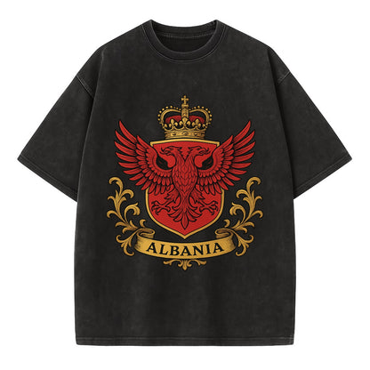 Albania Heritage Badge  - Vintage T-shirt - Black