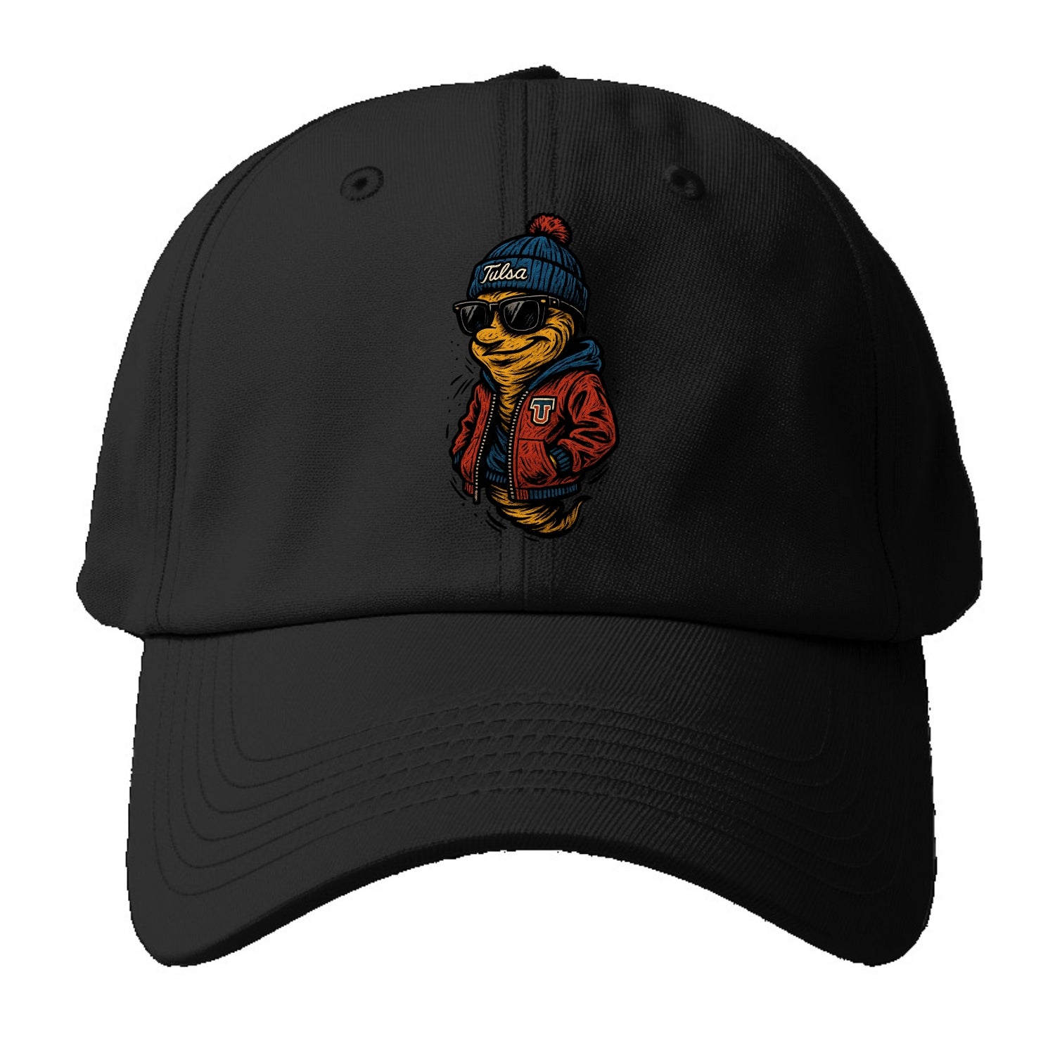 Tulsa Hurricane wearing Tulsa beanie with TU patch - Baseball Cap - Black