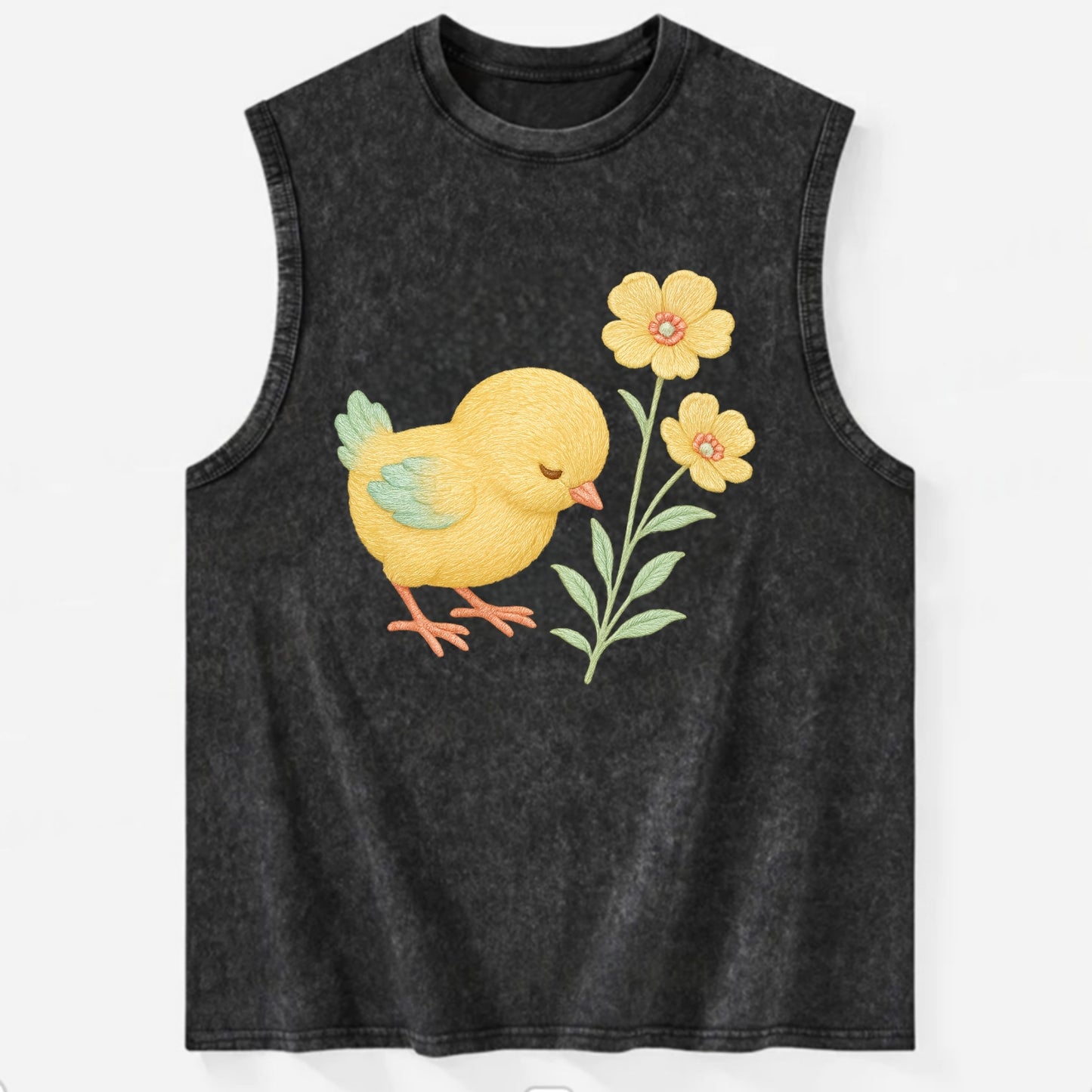 Yellow Chick - Vintage Washed Tank - Black
