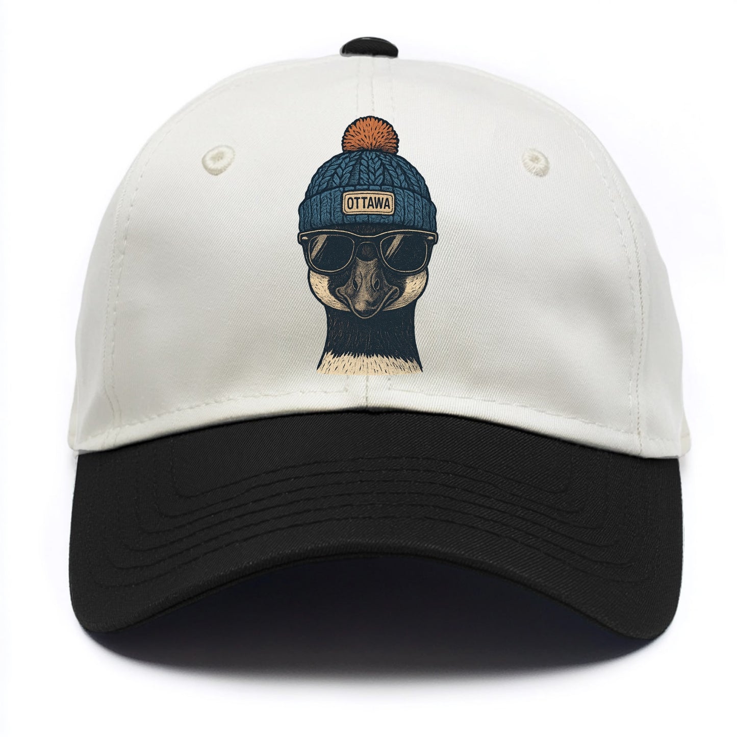 Ottawa Canadian Goose wearing Ottawa bea - Two Tone Cap - Black