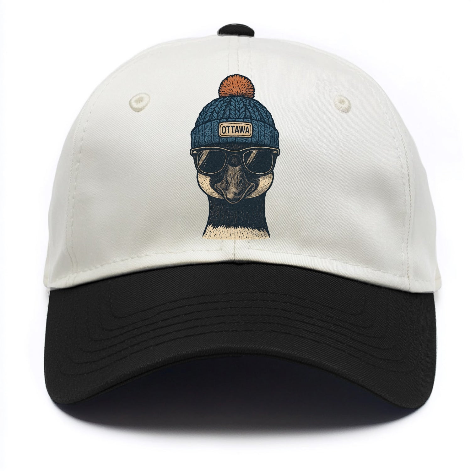 Ottawa Canadian Goose wearing Ottawa bea - Two Tone Cap - Black