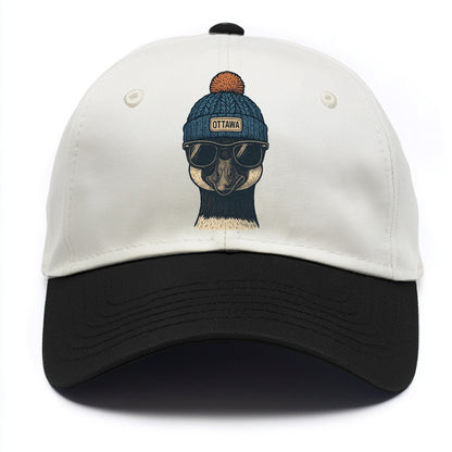 Ottawa Canadian Goose wearing Ottawa bea - Two Tone Cap - Black