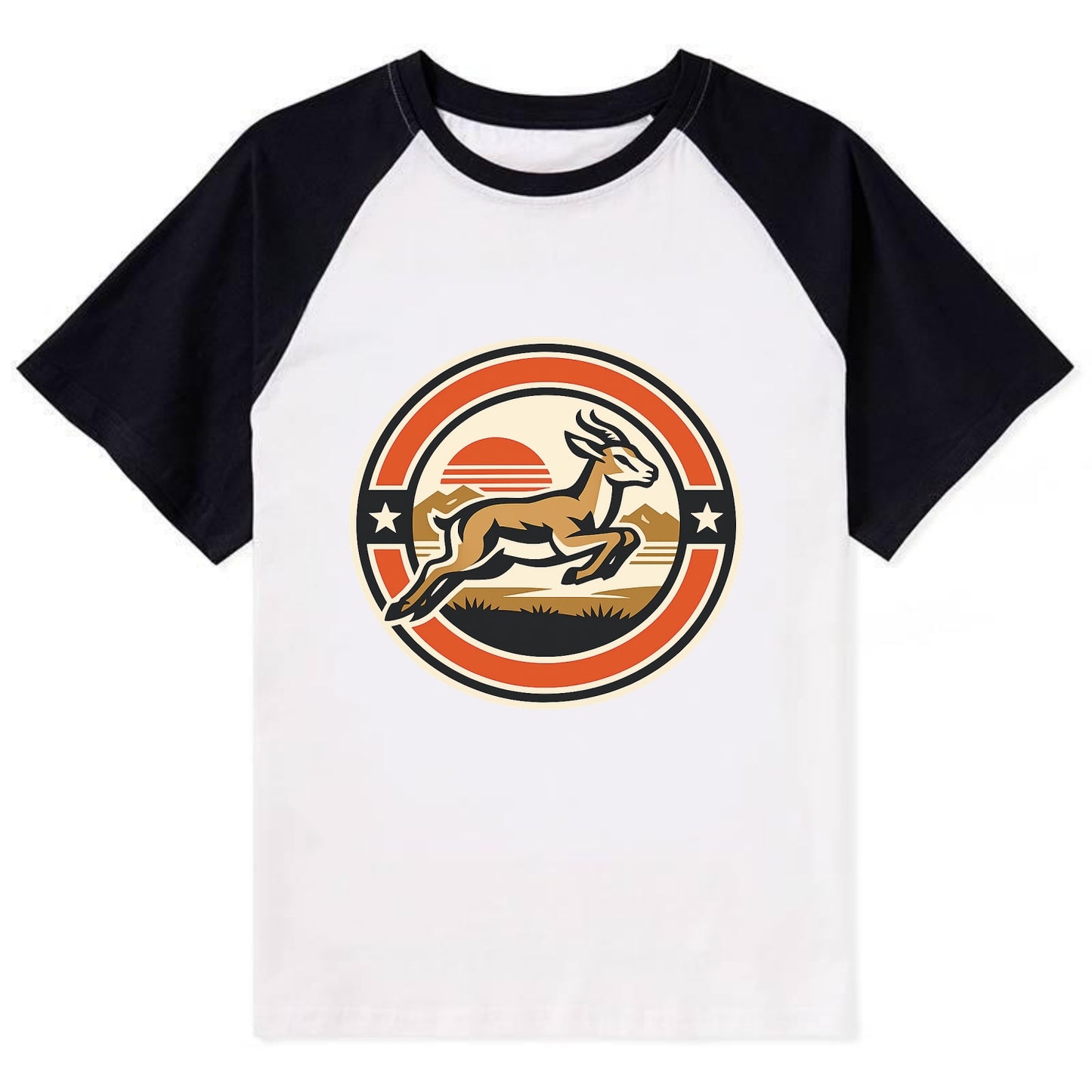 Proud Springbok Emblem - Contrast Raglan T-shirt - Black