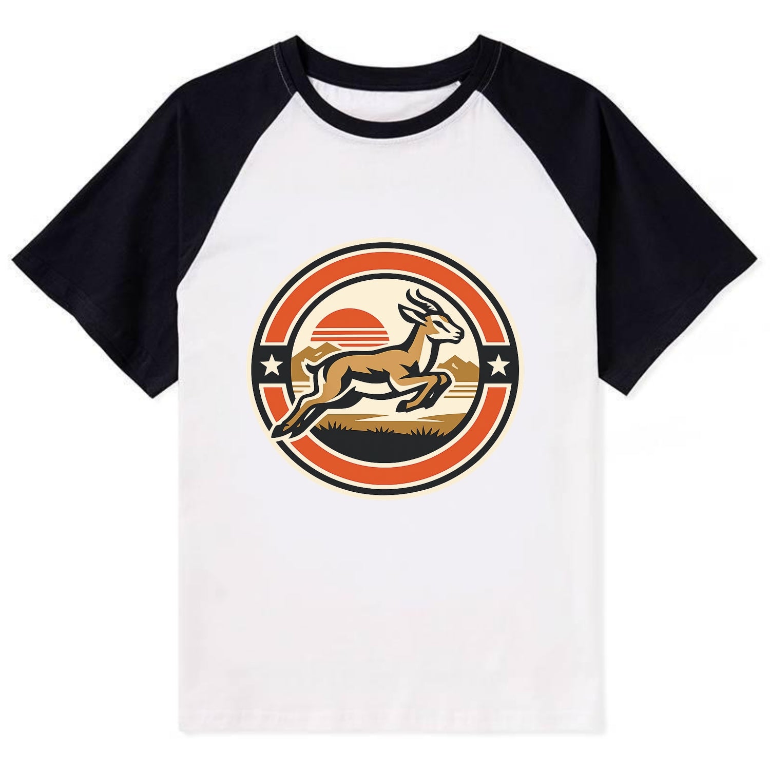 Proud Springbok Emblem - Contrast Raglan T-shirt - Black