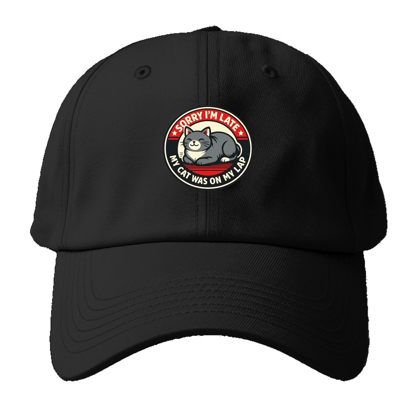 Charming Cat Loaf Excuse Emblem - Baseball Cap - Black