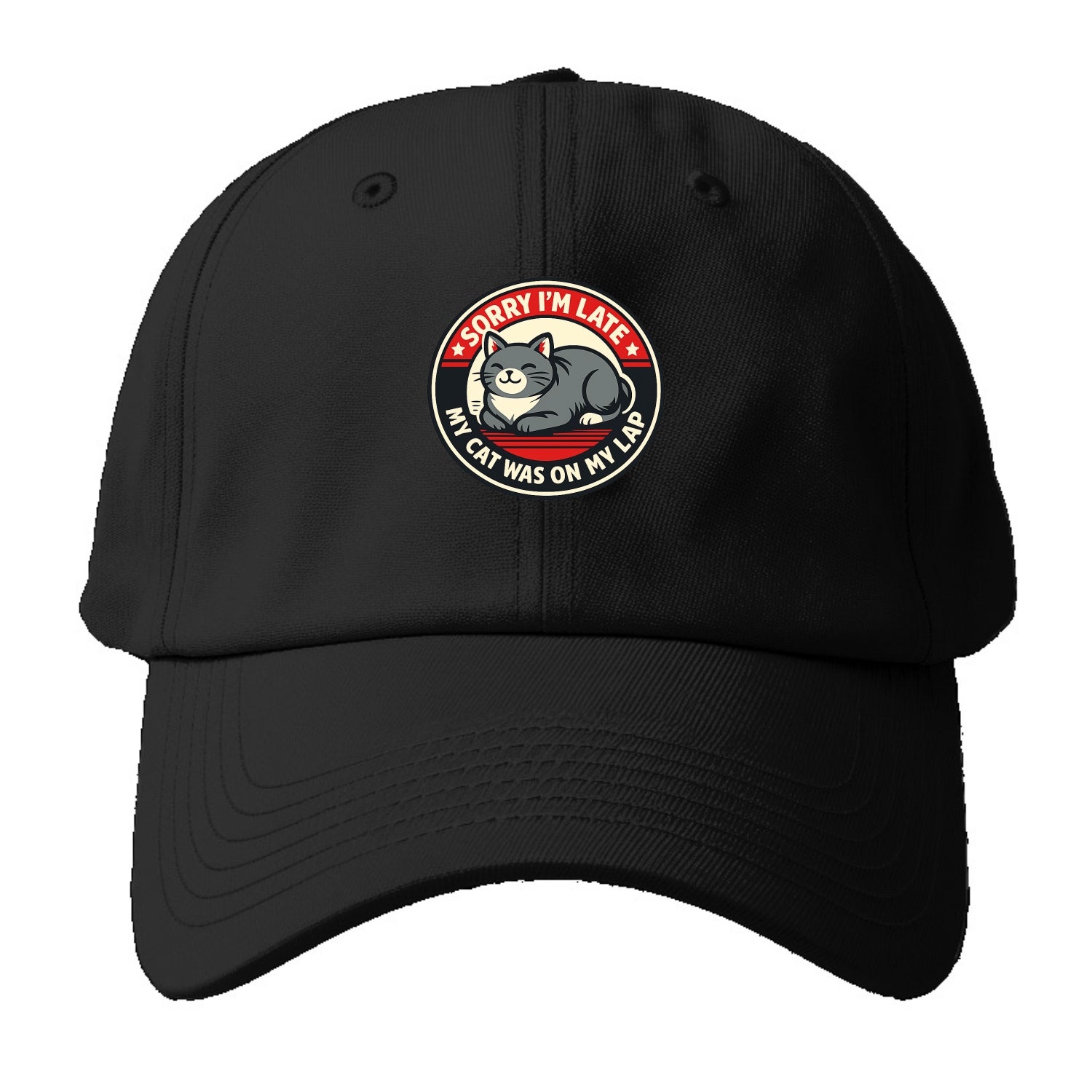 Charming Cat Loaf Excuse Emblem - Baseball Cap - Black