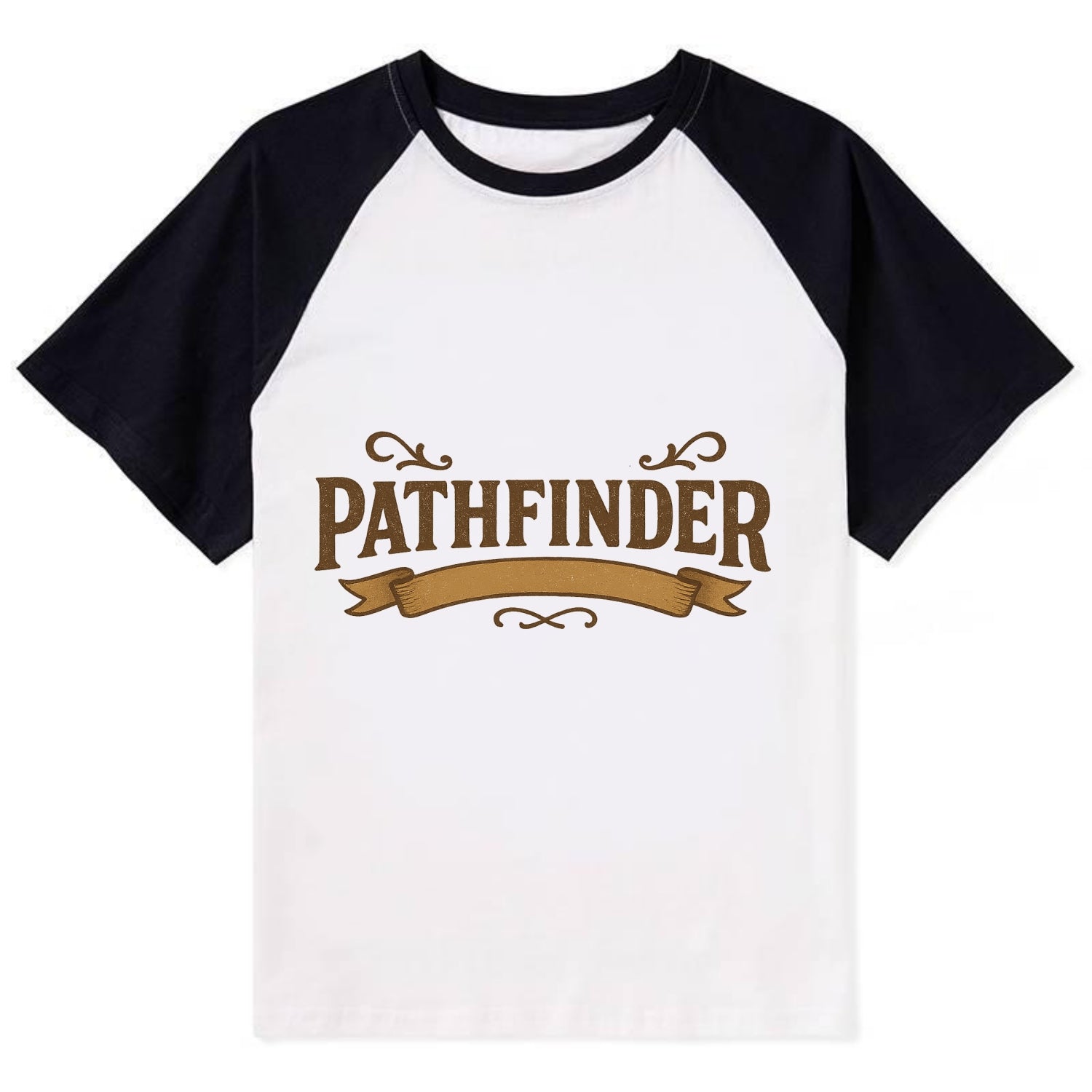 Bold typography design - "PATHFINDER" - finding the way, leading others - Contrast Raglan T-shirt - Black