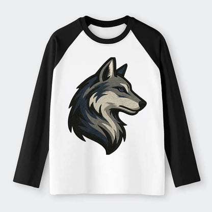 Lone Wolf Wanderer  - Raglan Long Sleeve T-Shirt - Black