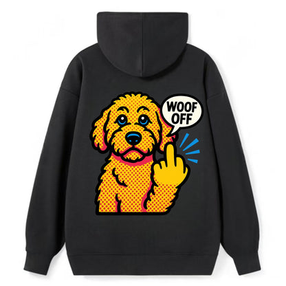 Goldendoodle with teddy bear face and curly golden coat, friendly paw - Classic Pullover Hoodie - Black