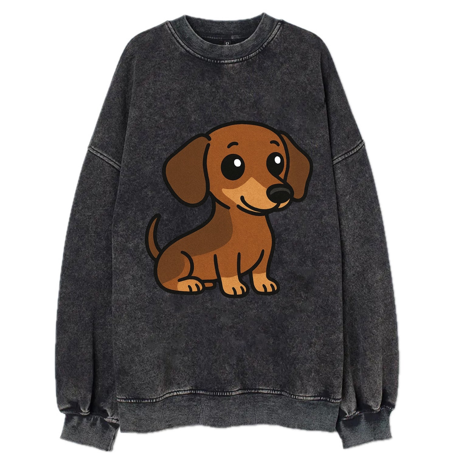 Dachshund - Long body profile view - Vintage Sweatshirt - Black