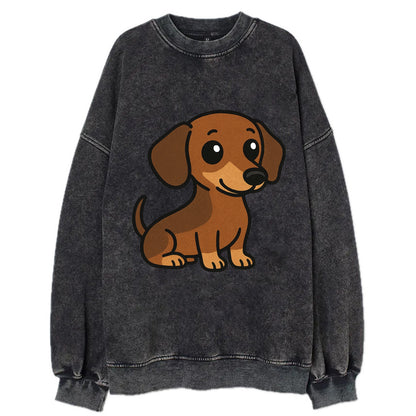 Dachshund - Long body profile view - Vintage Sweatshirt - Black