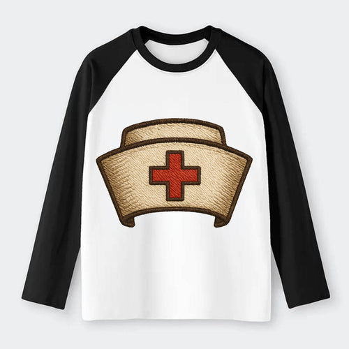 Nurse Cap  - Raglan Long Sleeve T-Shirt