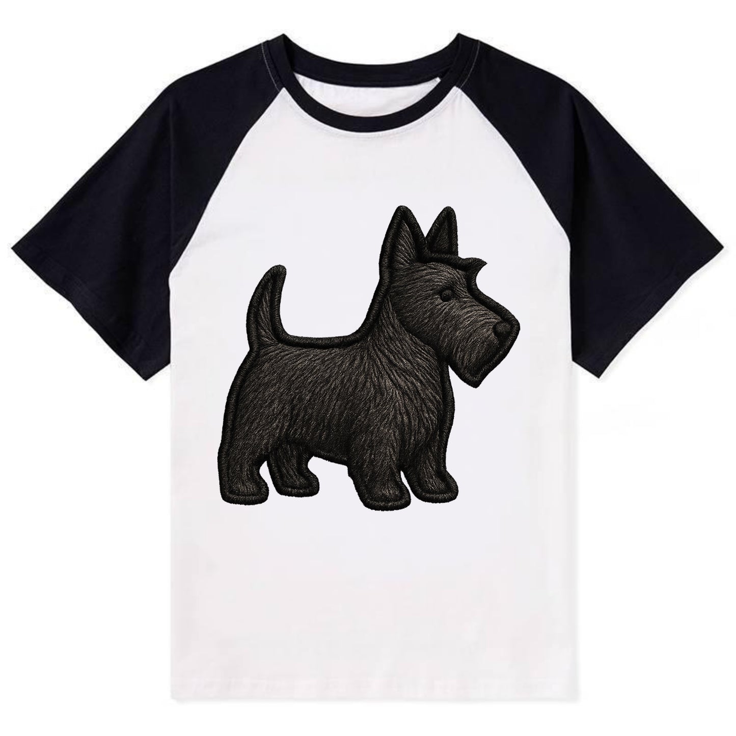 Scottish Terrier - Contemporary scottie - Contrast Raglan T-shirt - Black