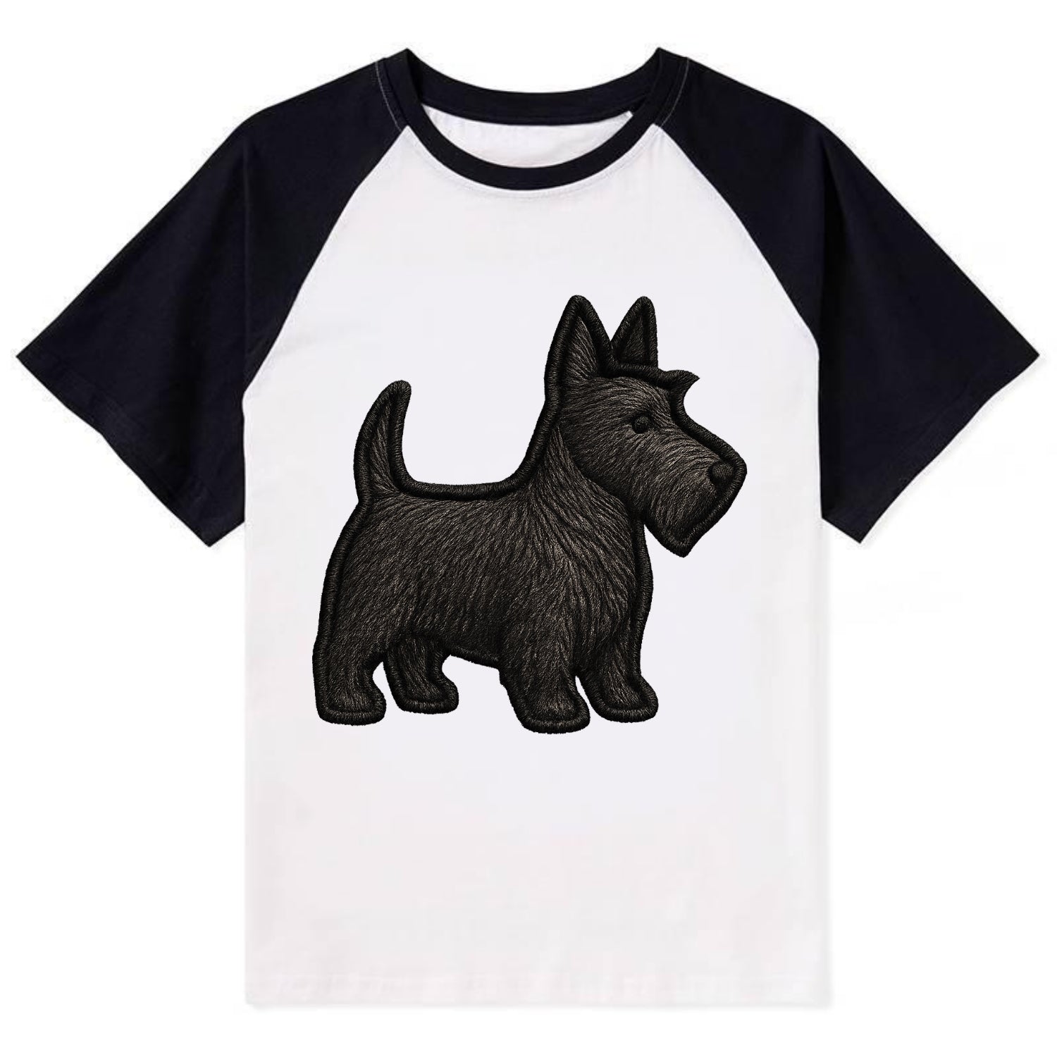 Scottish Terrier - Contemporary scottie - Contrast Raglan T-shirt - Black