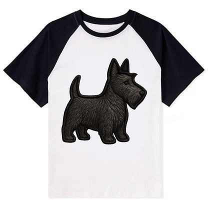 Scottish Terrier - Contemporary scottie - Contrast Raglan T-shirt - Black