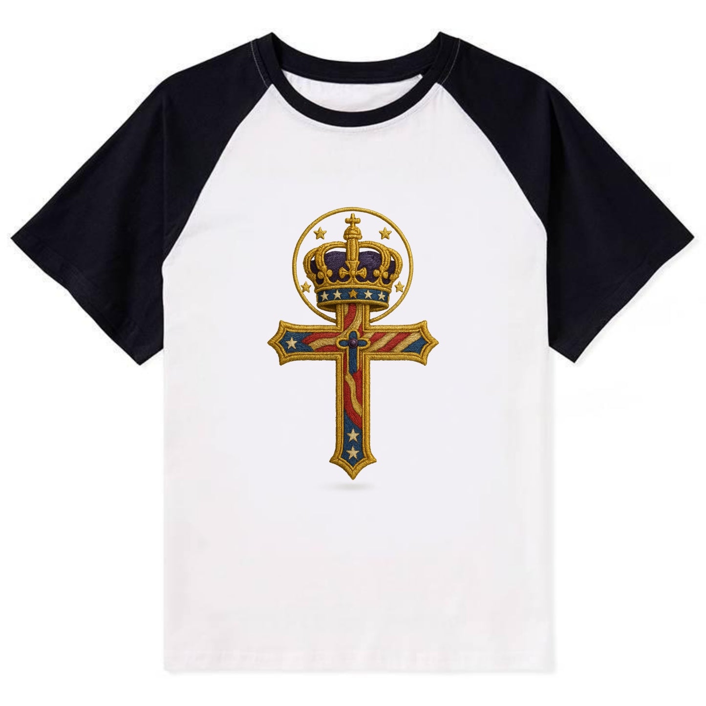 Cross and Crown  - Contrast Raglan T-shirt - Black