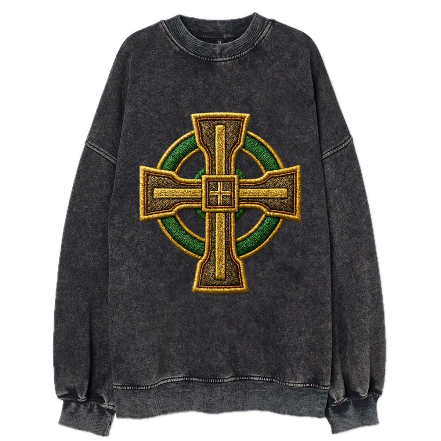 Durrow Cross - Vintage Sweatshirt - Black
