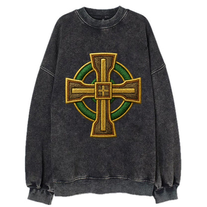 Durrow Cross - Vintage Sweatshirt - Black