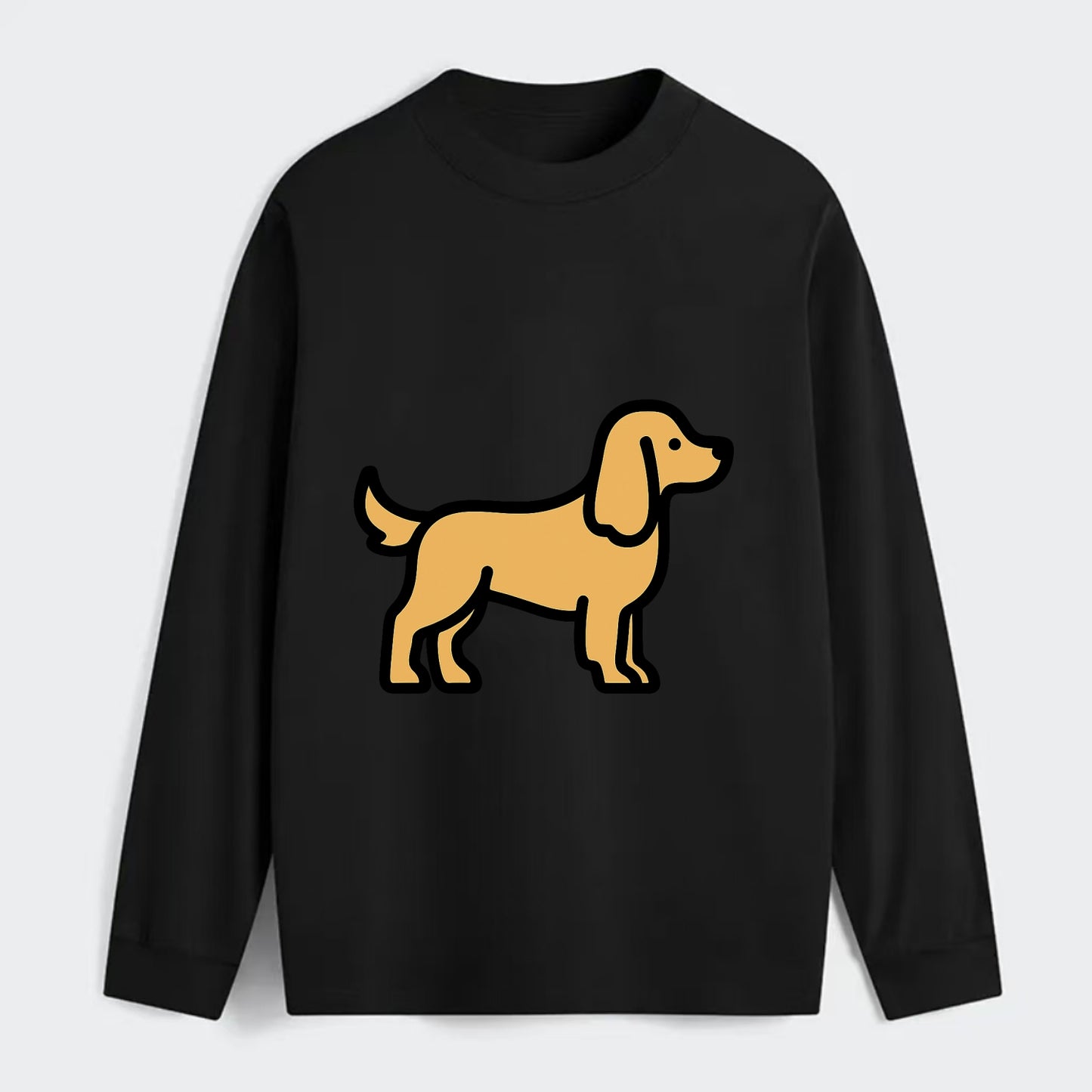 Cocker Spaniel - Golden colored flat side profile - Classic Long Sleeve Shirt - Black