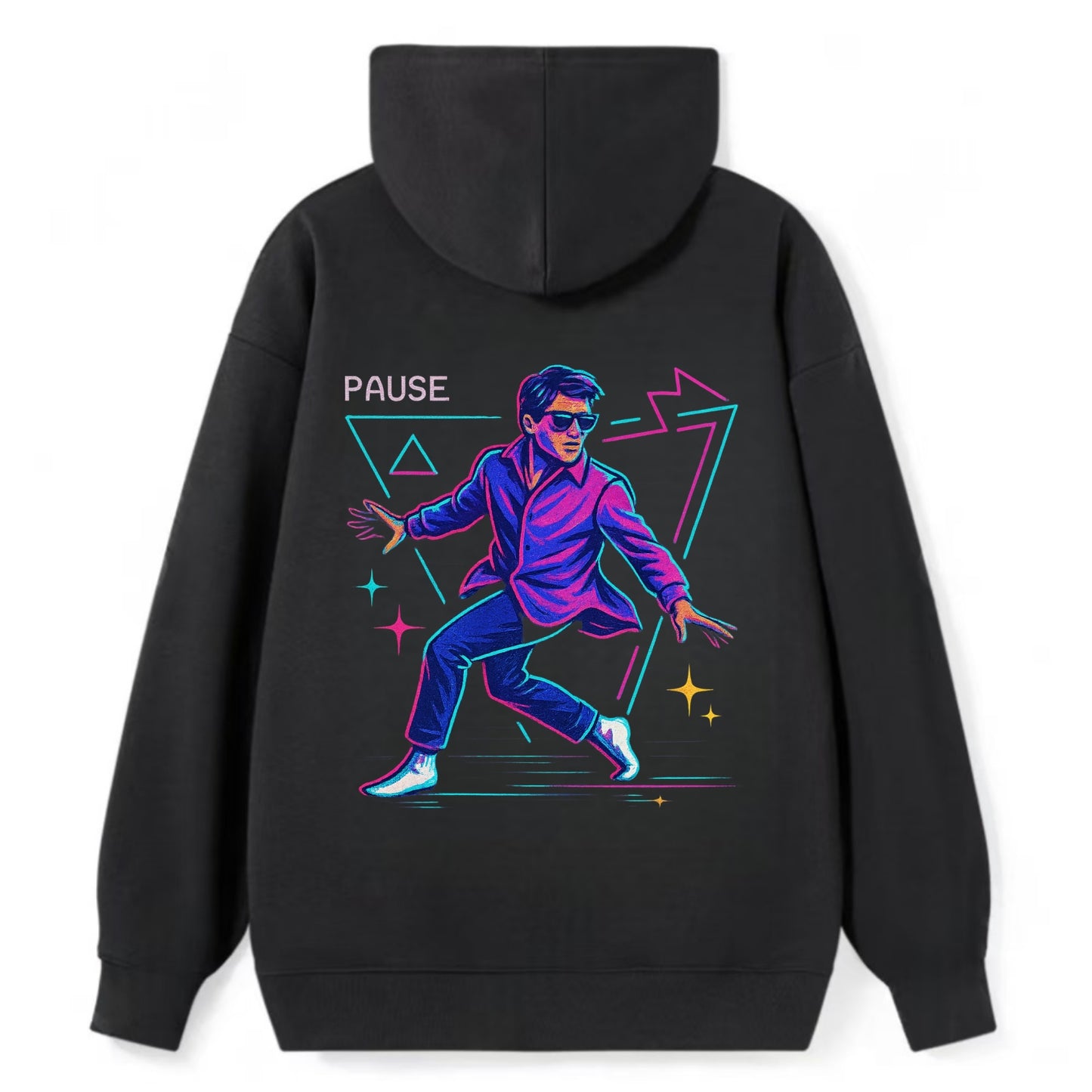 confident figure sliding across polished wooden floor in socks and - Classic Pullover Hoodie - Black