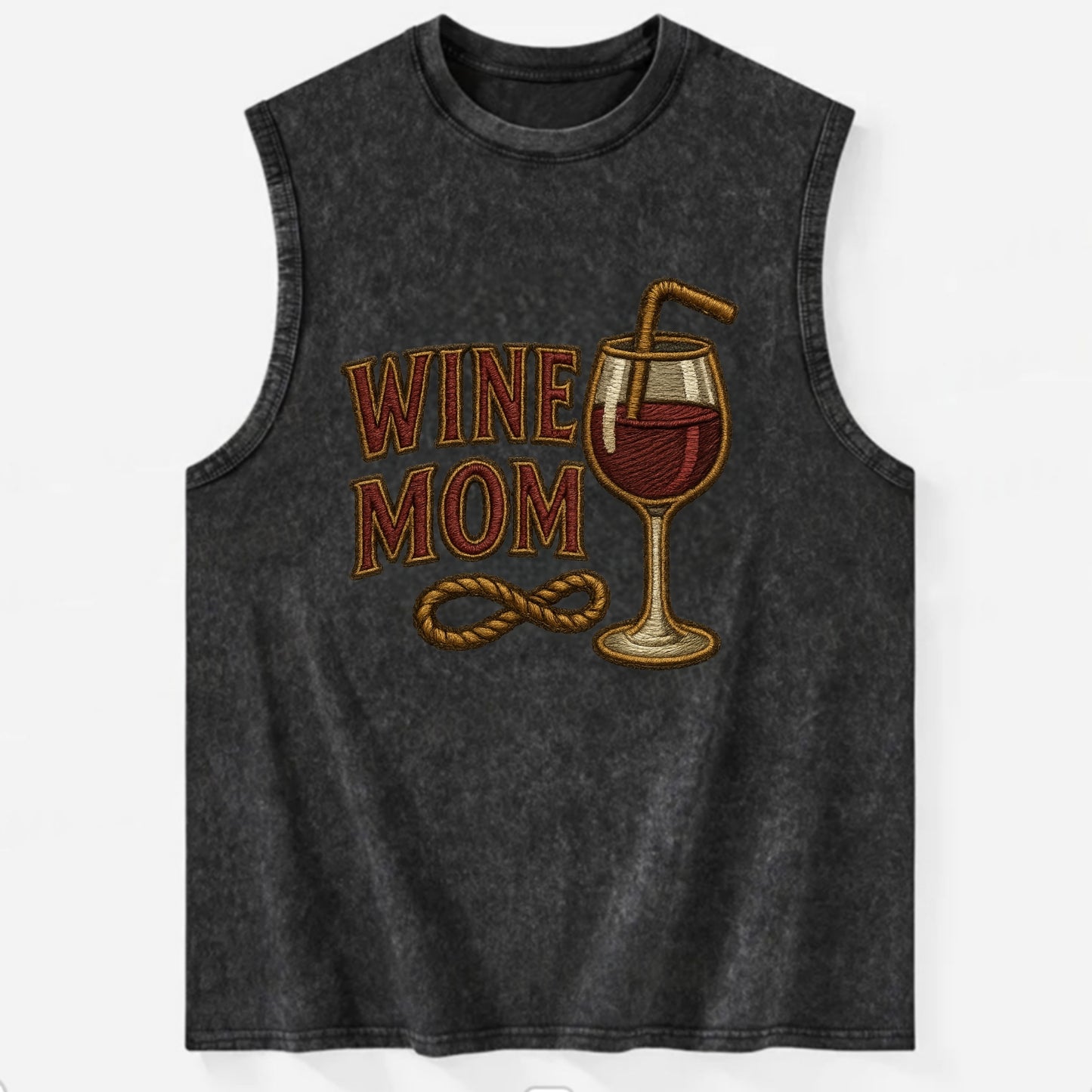 Wine Mom  - Vintage Washed Tank - Black