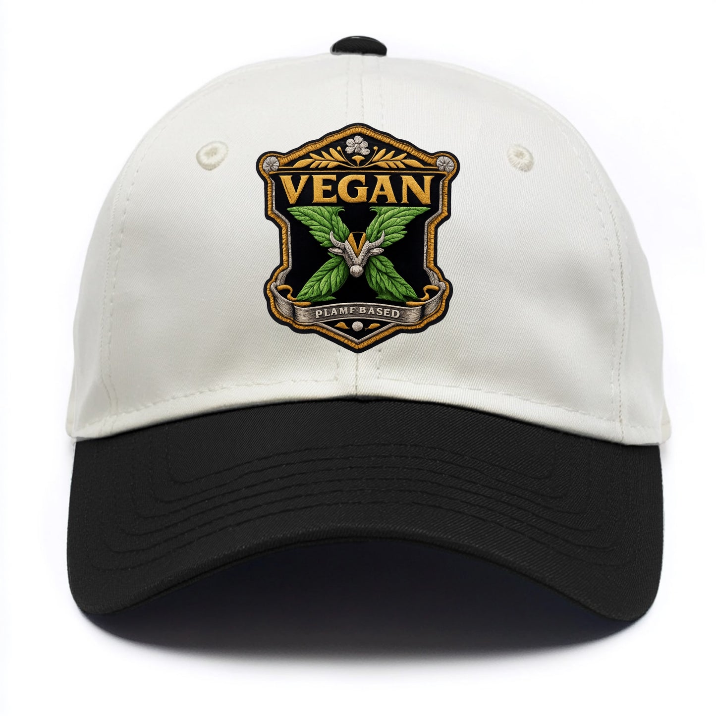VEGAN X - plant-based symbol in green , animal rights - Two Tone Cap - Black