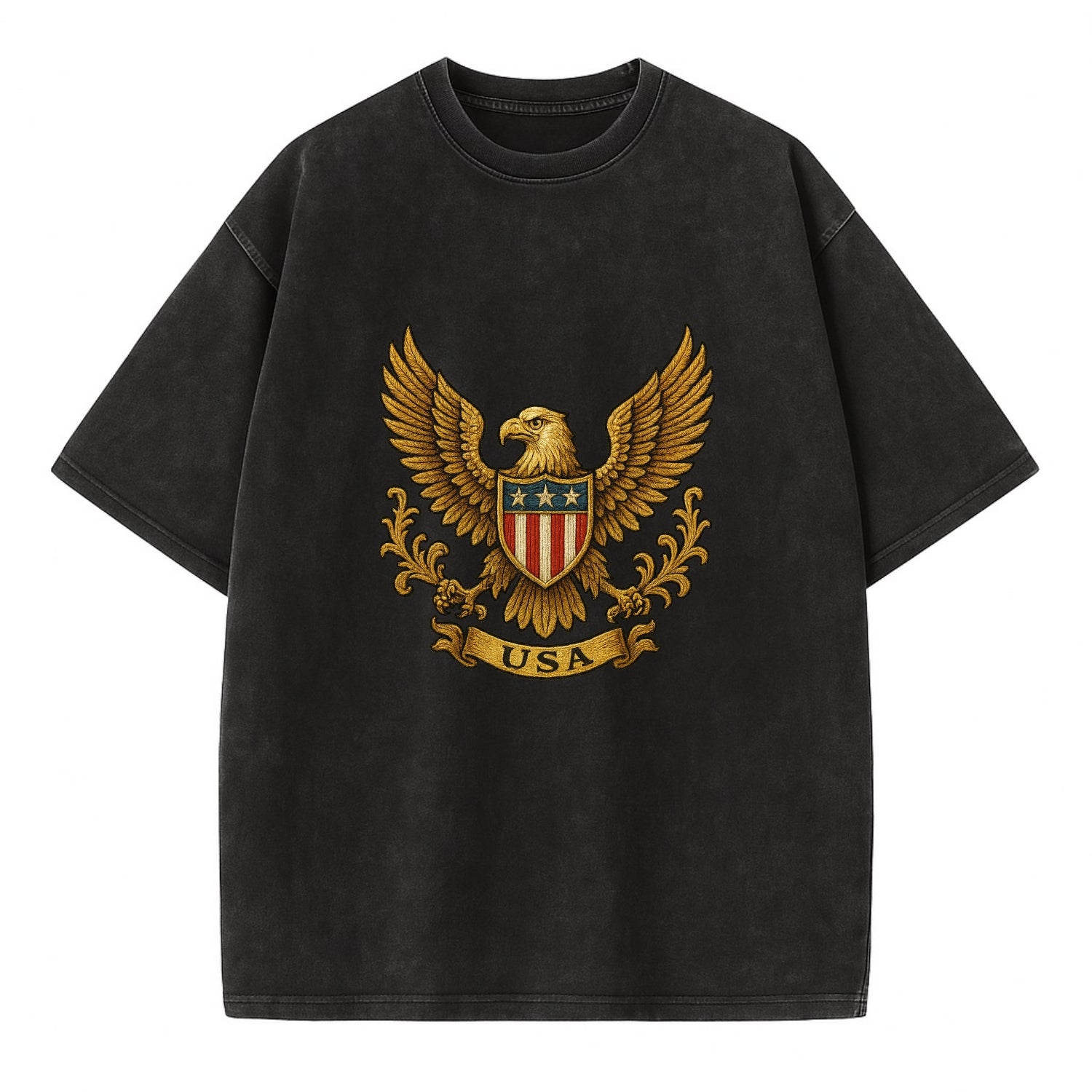 Usa Heritage Eagle 3 - Vintage T-shirt - Black